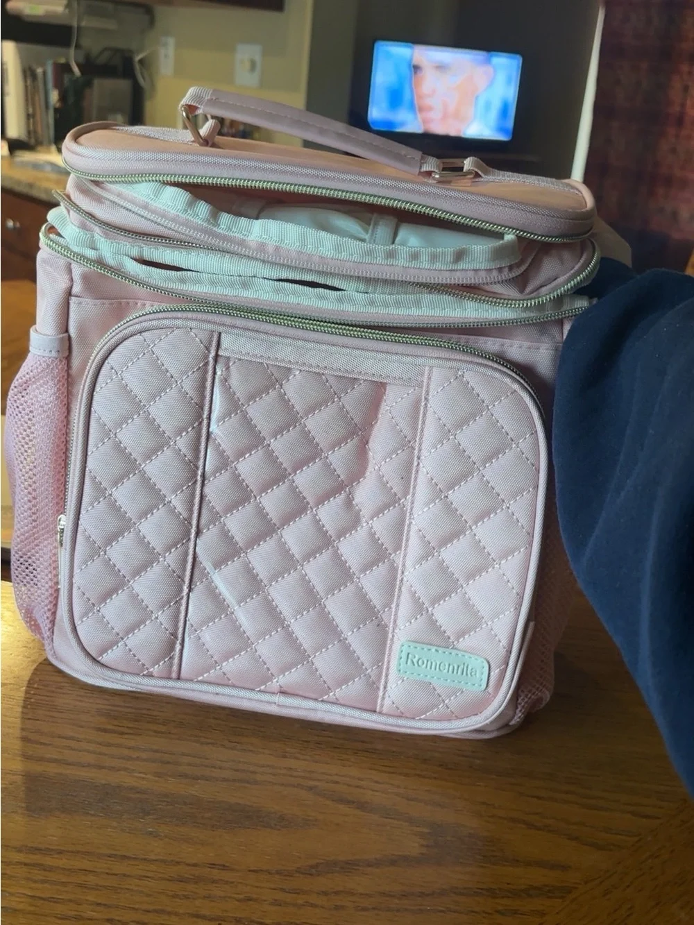 Romenrita Quilted Pink Makeup/Travel Bag